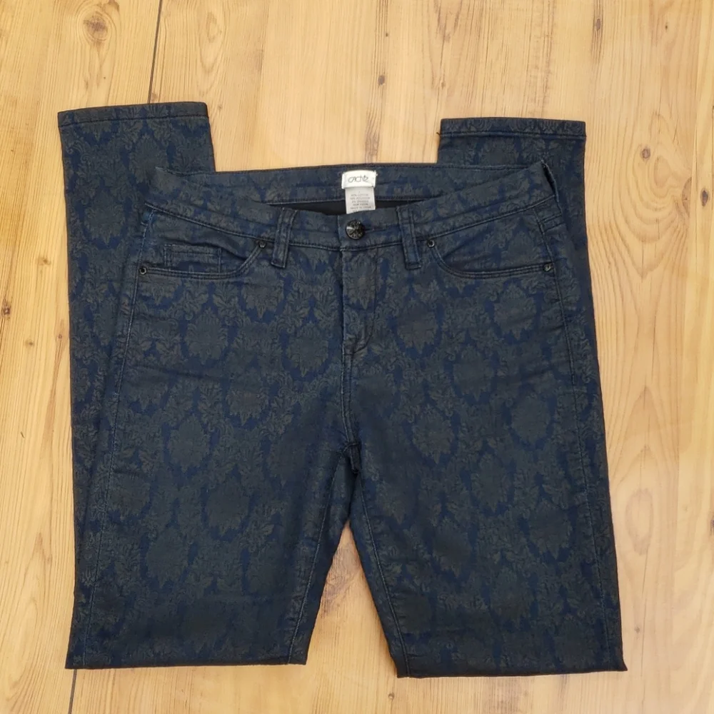 Cache Gold Damask Print Jeans Size 4